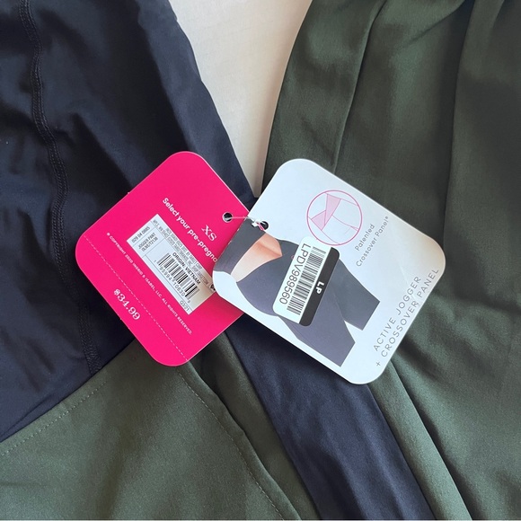 Isabel Maternity Green Over Belly Joggers Workout Pants Woven Women XS New - Picture 3 of 8